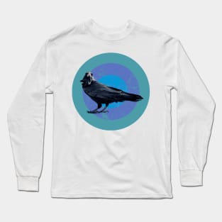 Halftone retro design Raven Long Sleeve T-Shirt